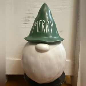 Rae Dunn Merry Green and White Holiday Gnome Figurine